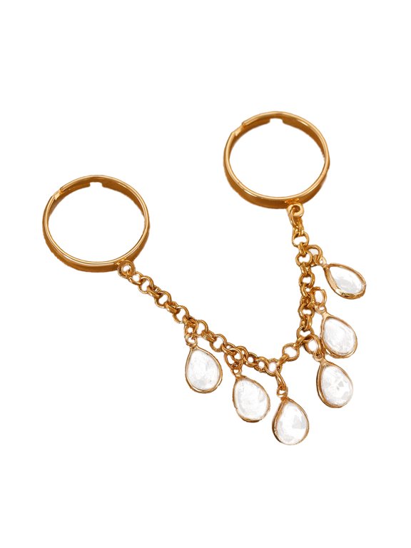 Waterdrops Finger Rings Geometric Fringe Adjustable Opening Rings Eye Catching Finger Jewelry Suitable for Daily Wear