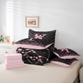 thumbnail image 5 of Manfei Kawaii Bowknot Letter Y Bedding Comforter Set 7pcs, Glitter Diamond Queen Bedding Sets, Black Pink Cartoon Reversible Queen Sheet Sets, Lightweight Room Decor, 5 of 7