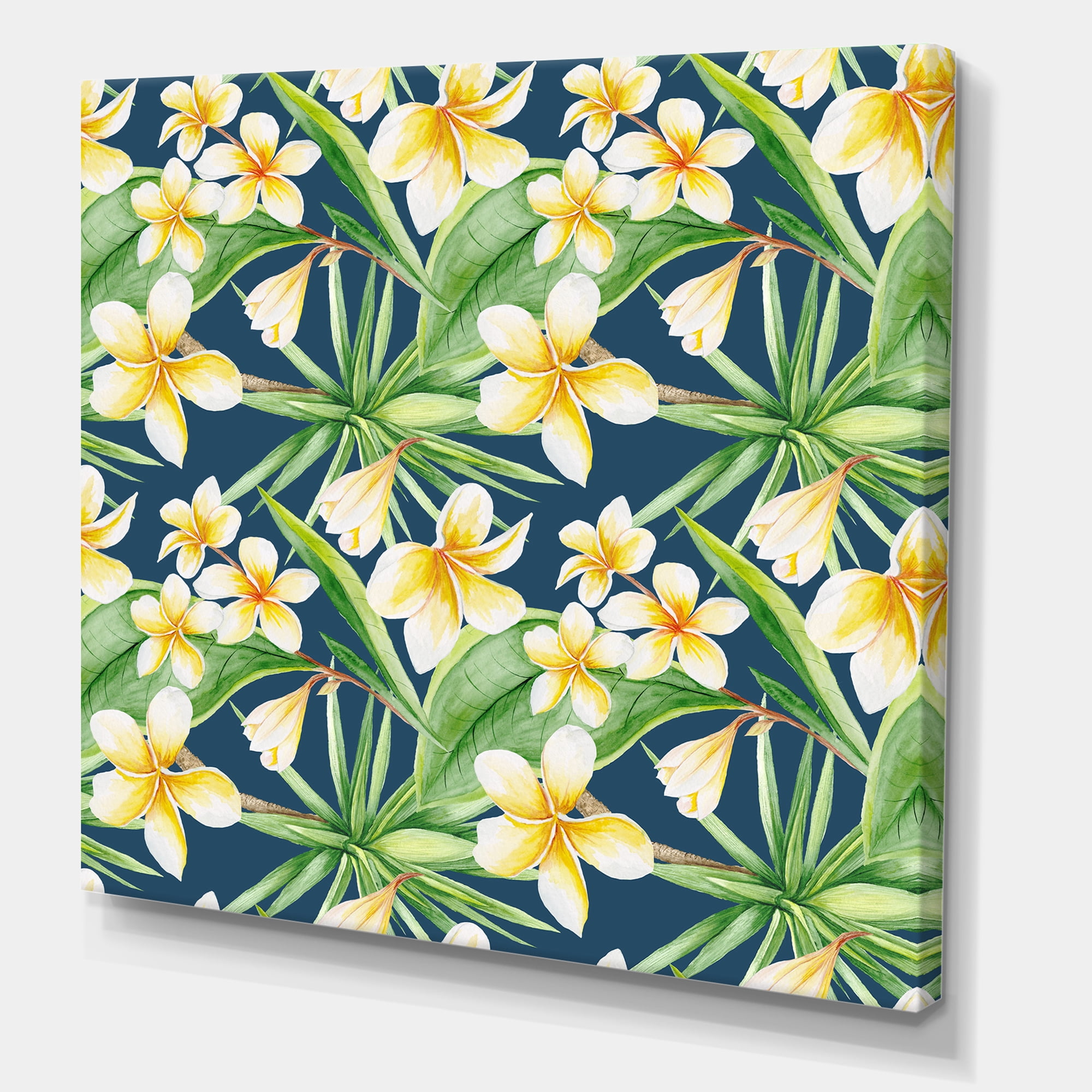 Designart ' Yellow Flowers and Tropical Foliage VIII ' Modern Canvas Wall Art Print
