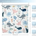 thumbnail image 5 of Kids Ocean Whale Shower Curtain 72Wx72H Inch Underwater Dolphin Cartoon Animal Octopus Jellyfish Sealife Cute Pink Blue Marine Turtle Bathroom Decor Fabric Polyester Waterproof 12 Pack Hooks, 5 of 6