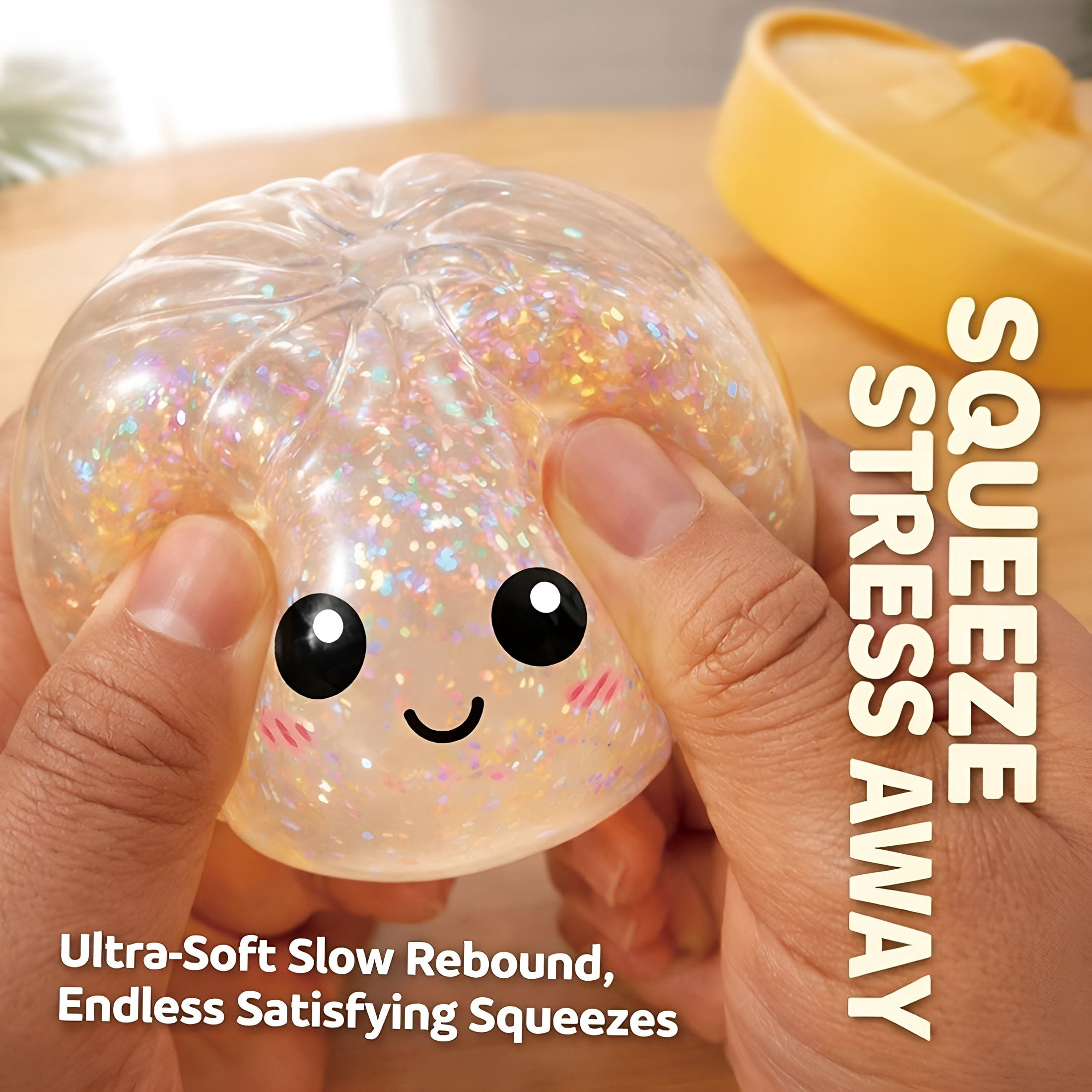 BESTSKY Glitter Dumpling Soft and Fluffy Box,Dumplings Soft and Fluffy,Anxiety Relief Fidget,Soft Squeeze Decompression Dough (Blue)