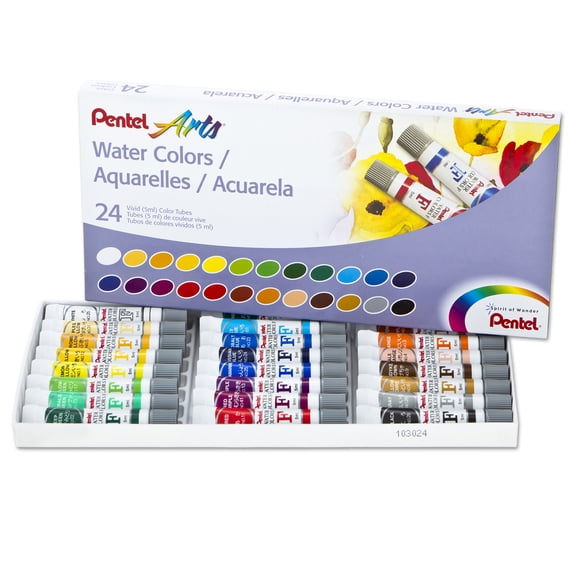 Pentel Arts® Water Colors, 24-Color Set