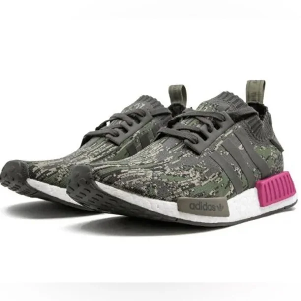 Adi-das NMD R1 Primeknit Sneakers Mens 5 Running Shoes Camo Utility Grey BZ0222