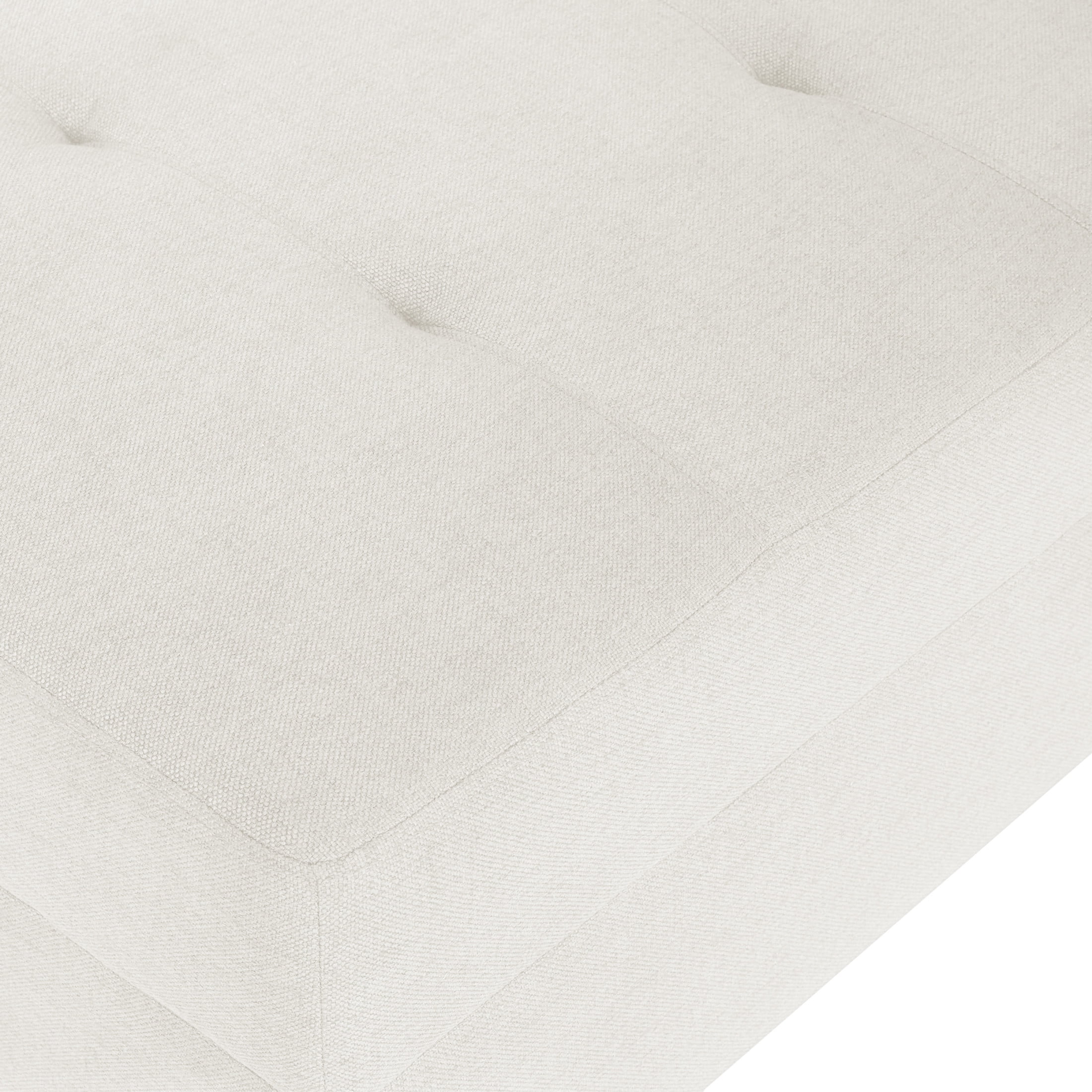 Noble House Kamil Elegant Fabric Ottoman, Plush Cushion, Durable Birch Wood Legs, Cushioned Top for Comfort, Ivory