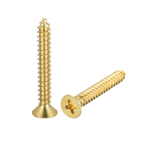 

Uxcell M6x40mm Brass Wood Screws Phillips Flat Head Self Tapping Connector 2Pack