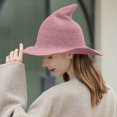 thumbnail image 3 of SAWOBUUN Cotton Yarn Witch Hat for Kids & Adults Soft Knitted Pointed Wizard Hat Foldable Halloween Accessory, 3 of 7