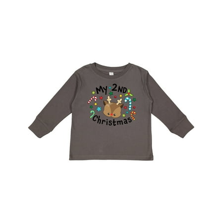

Inktastic My 2nd Christmas Cute Reindeer with Candy Canes Gift Toddler Boy or Toddler Girl Long Sleeve T-Shirt
