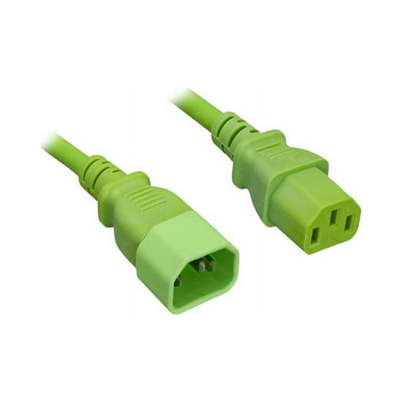 Nippon Labs 18 AWG Power Extension Cable, IEC320 C13/C14, 18AWG, SJT, 10A, 250V, Green, 4 ft. Power Cord