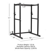 Titan Fitness T-2 Series Short 71 Black Power Rack, 850 LB Rackable Capacity