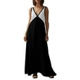 thumbnail image 1 of Sleeveless Dress for Women Womens Solid Color V-Neck Sleeveless Colorblocked Dress, 1 of 8