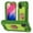 Green+Yellow, variant on for iPhone 15 Case with Ring Stand, Heavy Duty Military Grade Rugged Shockproof Silicone Rubber Magnetic Kickstand Holder Case for Women Girls For iPhone 15, Rainbow Pink