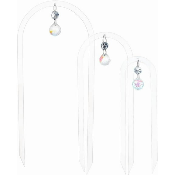 3 Pack U-Shaped Acrylic Plant Trellis 3 Size Small Plant Trellis for Potted Plants with Suncatcher for Home Window Garden 205~310mm Long