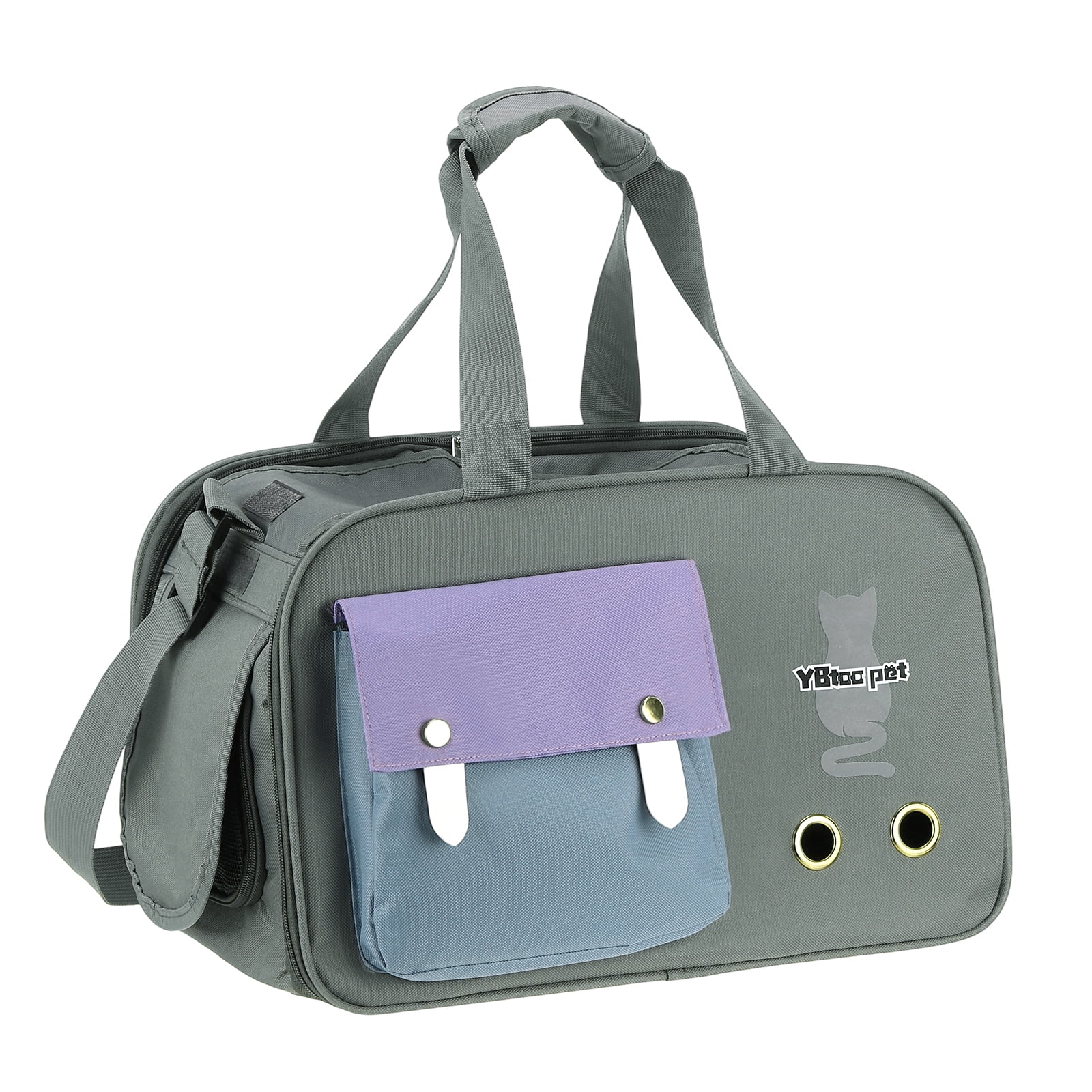 Uxcell Soft-Sided Cat Carrier Ventilation Mesh Travel Pet Carrier Breathable Small Dog Carrying Case Up to 14.3 lbs (Gray) Intended for Hiking / Camping / Traveling