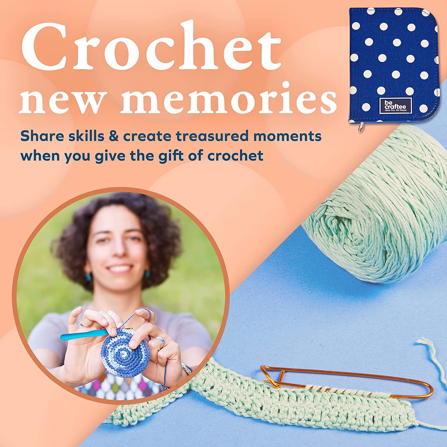 BeCraftee Crochet Hook Set with Ergonomic Handles for Extreme Comfort. Perfect Crochet Hooks for Arthritic Hands, Smooth Knitting Needles for Superior Results & 22 Knitting Accessories.
