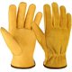 thumbnail image 1 of Guantes de trabajo de cuero Guante de jardinería de piel de vacuno resistente para corte de madera/construcción/conducción de camiones/trabajo en jardín/jardín (dorado, extragrande), 1 of 5