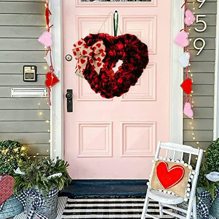 Valentine's Day Wreath Heart Wreaths for Front Door 