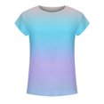 thumbnail image 4 of USSUMA Womens Summer Tops and Blouses Trendy Crewneck Ombre Tie Dye T-Shirts for Women Dressy Casual Short Sleeve Gradient Comfy Basic Shirt Tunics Plus Beach, 4 of 5