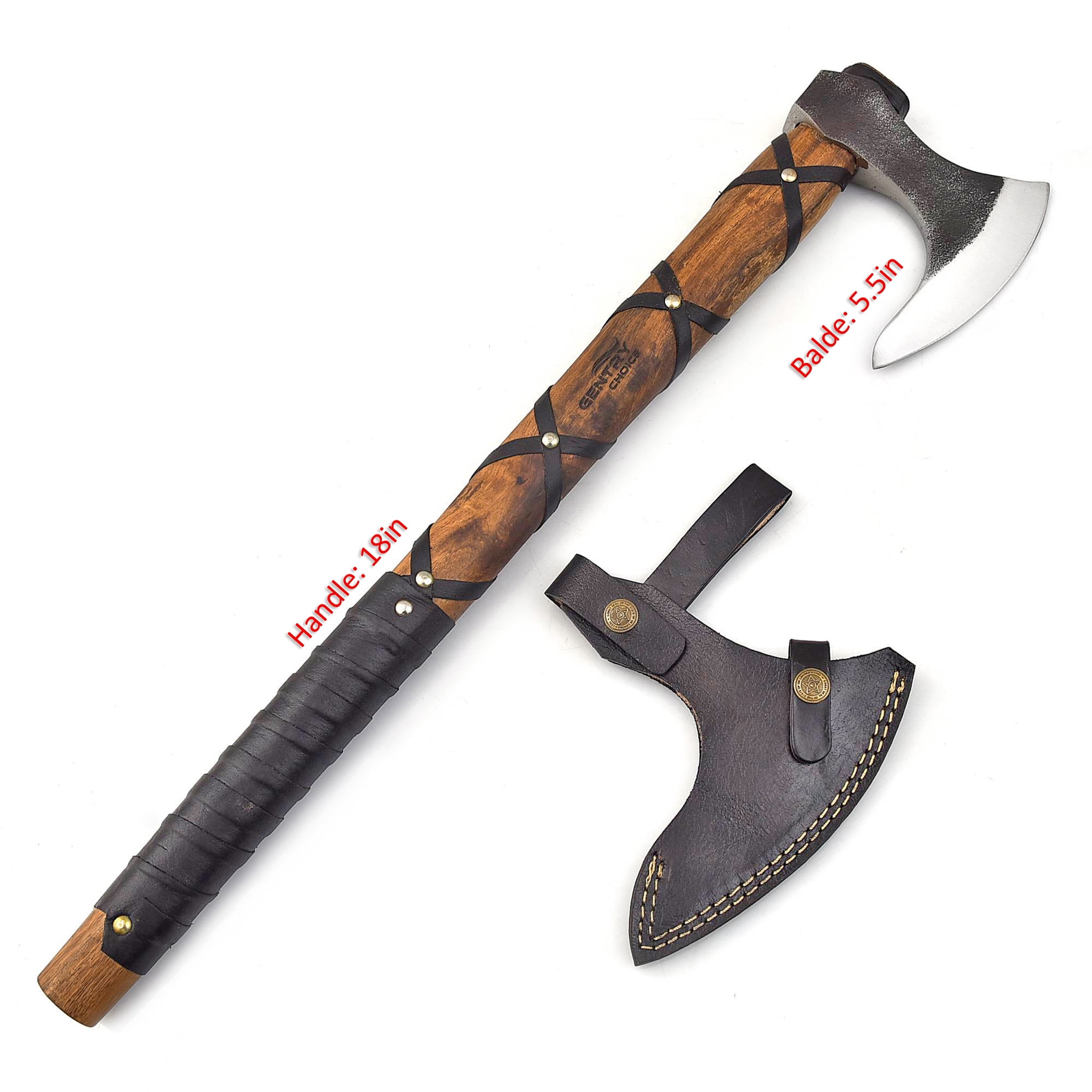 Gentry Choice Viking Axe Hatchet 19” Camping Axe w/ Leather Sheath