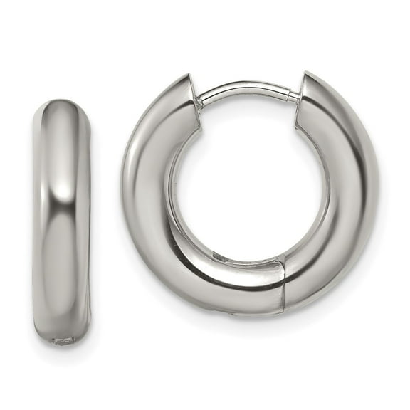 Primal Steel Stainless Steel Polished 4mm Hinged Hoop Earrings