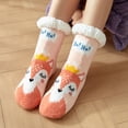 thumbnail image 2 of MZXELPRJD No Show Socks Womens Christmas Cartoon Floor Socks Thicken Warm Non-slip Sleeping Socks Slippers Socks, Crew Socks for Women Beige, 2 of 3