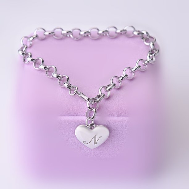 Pulseras de cadena de coraz贸n fino para mujer, de Plata de Ley 925, 26 letras, joyer铆a noble para fiesta, boda, regalos de vacaciones