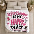 thumbnail image 5 of Whimsical Stitching Happy Place Sewing Craft Theme, Playful Festive Scene, Warm Flannel Blanket for Living Room and Family Room, Art Lovers Christmas Gift, Festive Home Decor, 5 of 9