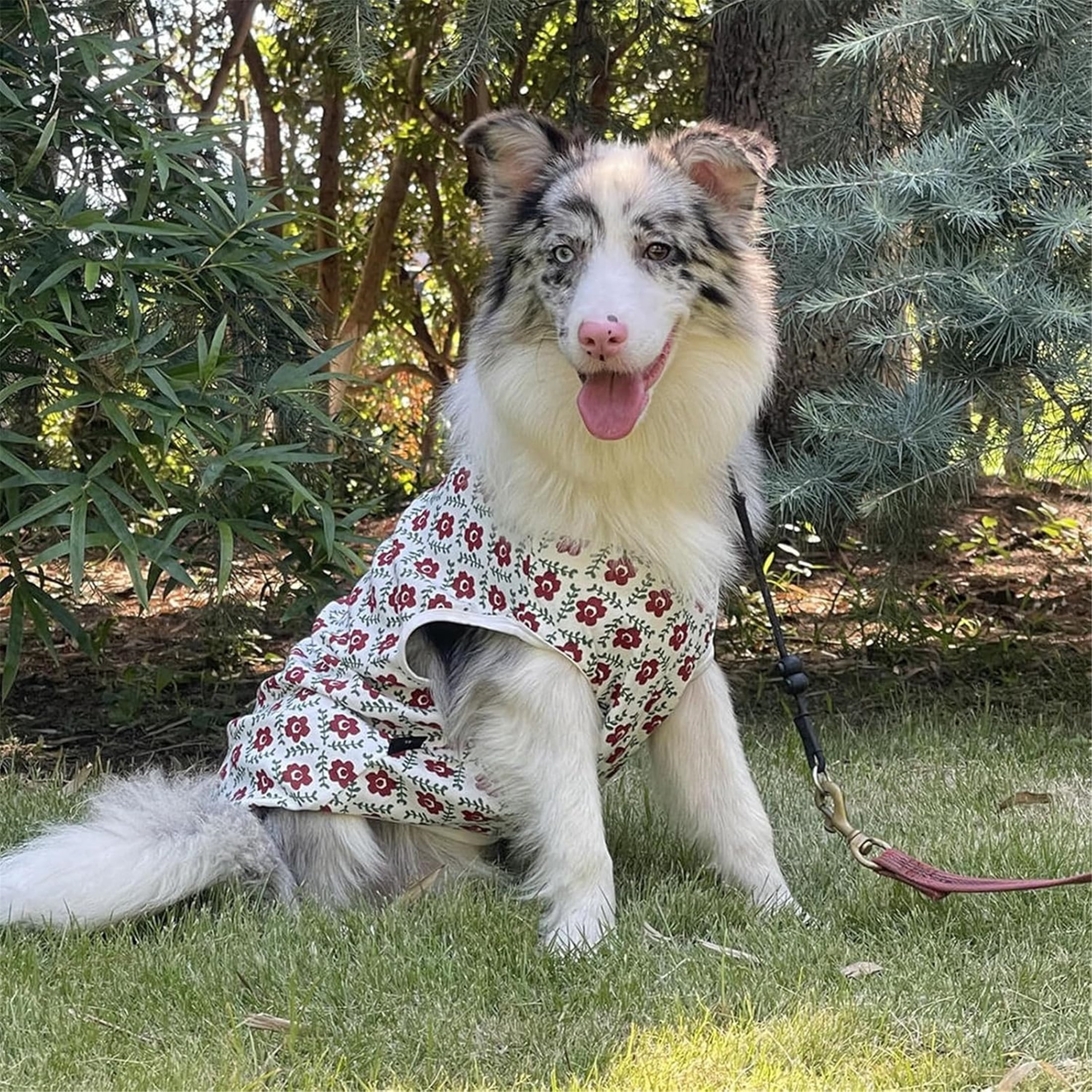 UOSIA Floral Dog Shirts for Medium & Large Dogs Girl Cotton Pet Vest T-Shirts Sun Protection Clothes for Spring Summer