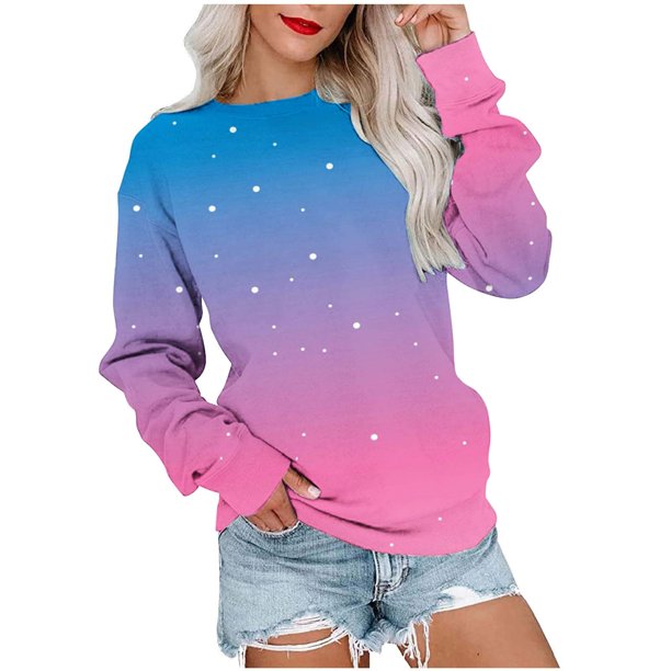 ICHUANYI Clearance Fall Women Fashion Printed T-shirt Long Sleeves Blouse Round Neck Casual Tops Blouse ICHUANYI "ICHUANYI"