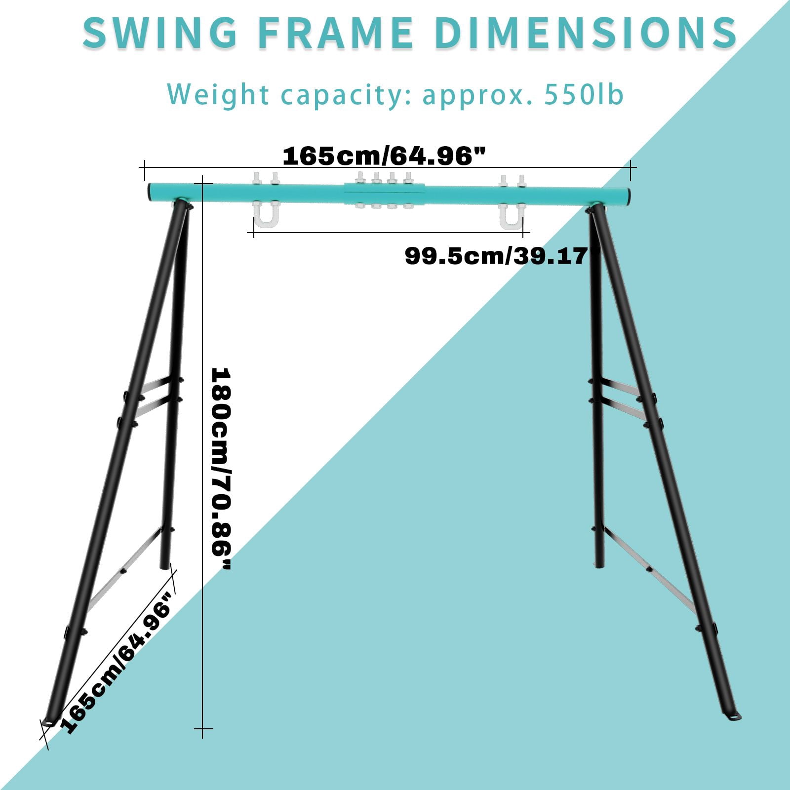 Metal Swing Stand Swing Sets for Backyard, Powder Coated Swing Frame of Swing Set with Extra Side Bars,880 Lbs Heavy-Duty A-Frame Outdoor Swing Fits Swing Chair, Porch Swing