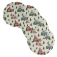 thumbnail image 1 of CUITING Christmas Printed Woven Braided Table Placemats 15 Inches Round Set of 4 Non-Slip Dining & Kitchen Table Mats Snow House, 1 of 4