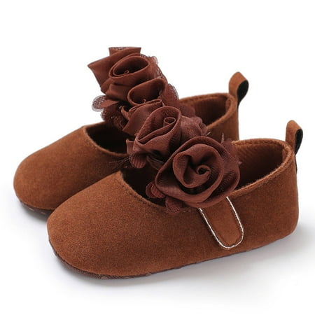 

nsendm Children Baby Casual Shoes Floor Sports Shoes Flat Soles Lightweight Soft Comfortable Solid Color Hook Shoes Little Girl Brown 0 Months