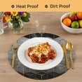thumbnail image 4 of Ombre Gray Geometric Round 13 Inch Placemats Set of 2, Modern Abstract Art HeatResistant Non Slip Place Mats for Dining Table, Wipeable Braided Kitchen Table Mats for Housewarming, 4 of 9