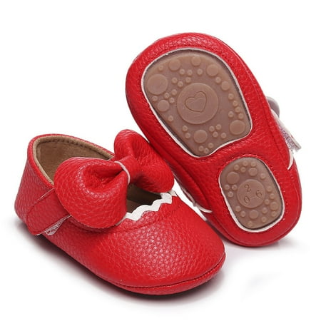 

TOWED22 Baby Dress Shoes Girls Single Shoes Ruffles Bowknot First Walkers Shoes Toddler Sandals Princess Baby Boy Sandals Red