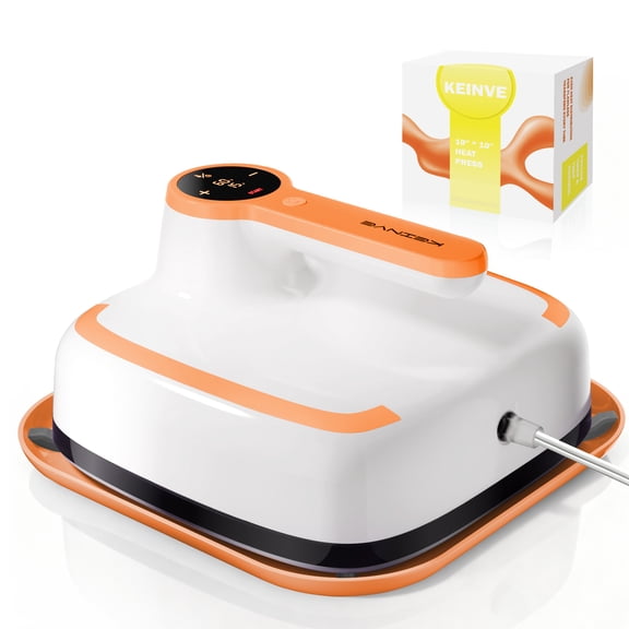 10"x10" Heat Press Machine for T-Shirts, Fast Heating with Timer & Auto Shut-Off, DIY Iron-On Transfer Press for Clothes & Bags, Orange
