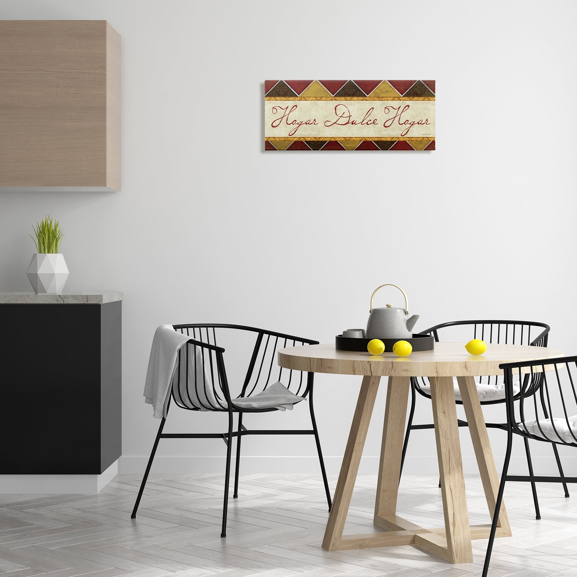 Stupell Industries Hogar Dulce Hogar Patrón Tradicional Signs and Rules Painting Wrapped Canvas Art Print Wall Art, 24 x 10