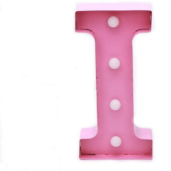 Home by Jackie Inc Decorative Pink Vintage Rustic Metal Hanging Light up LED Letter “I”