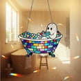 thumbnail image 3 of ViciArt Ghost Reading in Bathtub Acrylic Window Hanging – 4" Holographic Book Lover Suncatcher, 3 of 4