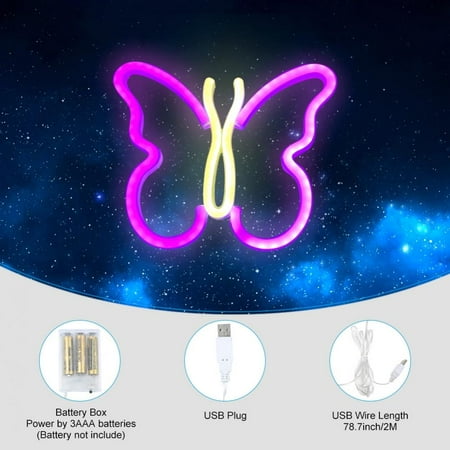 

LED Butterfly Neon Decorative Night Light Home Wall Art Decor 10*7.9*0.98in