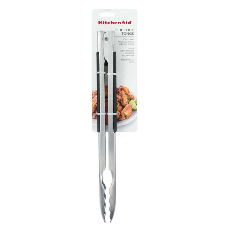 KitchenAid 2pc Stainless Steel Silicone One-Handed Locking Tongs 