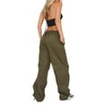 thumbnail image 3 of Sedceaty Women's Spring Autumn Casual Cargo Pants Solid Color High Waist Straight Leg Pants, 3 of 5