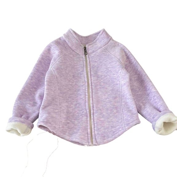 Girls Fleece Jacket Kids Full Zip Lightweight Fall Winter Warm Coat Outerwear with Pockets 0-15 Years Purple