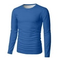 thumbnail image 6 of Dresfit Thermal Shirts Men Long Sleeve Big and Tall Tops Fall Slim Fit Solid Color Crew Neck Athletic Shirt 2025 Oversized Plain Basic Fashion Dark Blue S, 6 of 7