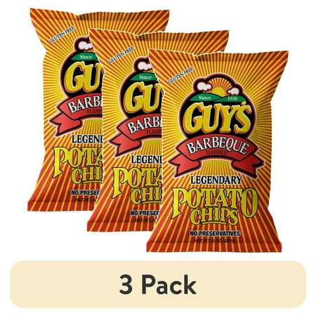 (3 pack) Guy's BBQ Bag Potato Chips, 8 oz