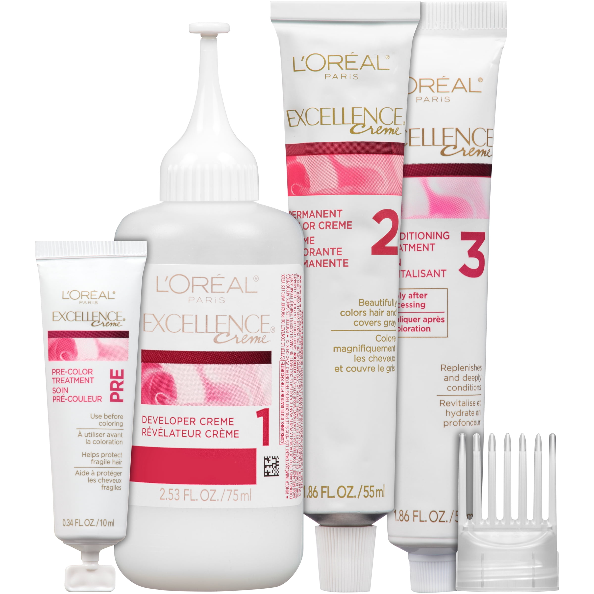 L'Oreal Paris Excellence Creme Permanent Hair Color Kit, 2C Luscious Black