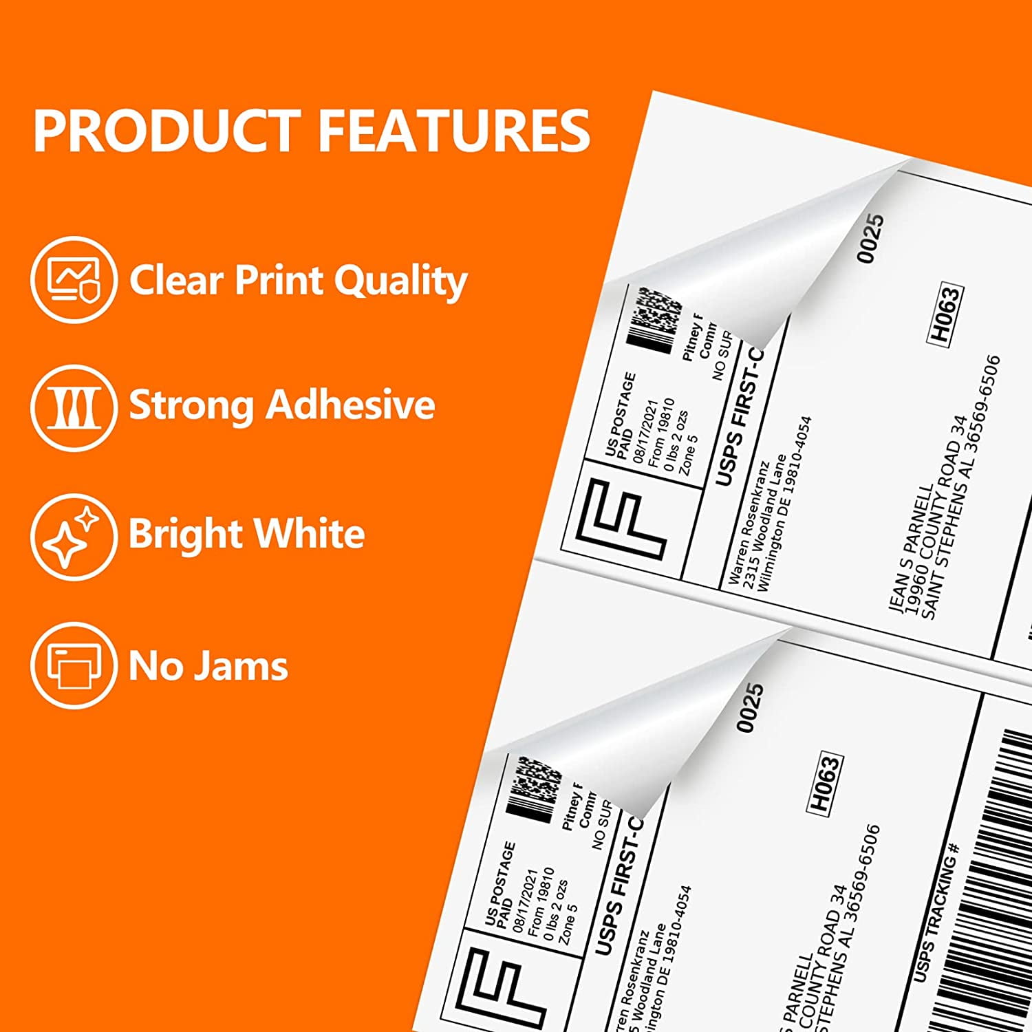 NefLaca Half Sheet Self Adhesive Shipping Labels for Laser and Inkjet Printers, 5.5" x 8.5", 500 Labels