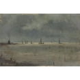 thumbnail image 2 of Eduard Karsen 18x13 Black Ornate Wood Framed Double Matted Museum Art Print Titled - The Zuider Zee (1885 - 1900), 2 of 5
