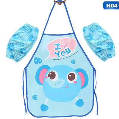 AkoaDa Home Commodity Cute Cartoon Waterproof Apron Creative Children Apron Sleeve Kitchen Set