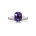 thumbnail image 3 of Gem Stone King 2.53 Cttw Purple Amethyst and White Diamond Ring for Women |  925 Sterling Silver | Oval 11X9MM | Gemstone Birthstone | Available in Size 5, 6, 7, 8, 9, 3 of 5