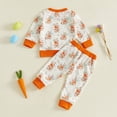 thumbnail image 4 of ZHOGXU Toddler Kids Girls Boys Outfit Long Sleeve Round Neck Easter Bunny Print Top And Pants Comfortable Cute Two Piece Sets For Casual Daily Wear,Orange,12-18 Months, 4 of 7