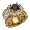 thumbnail image 1 of Large Black Diamond Engagement Ring 14K Gold Halo Rings for women 8.00 mm 6.85 carat (G,SI), 1 of 5